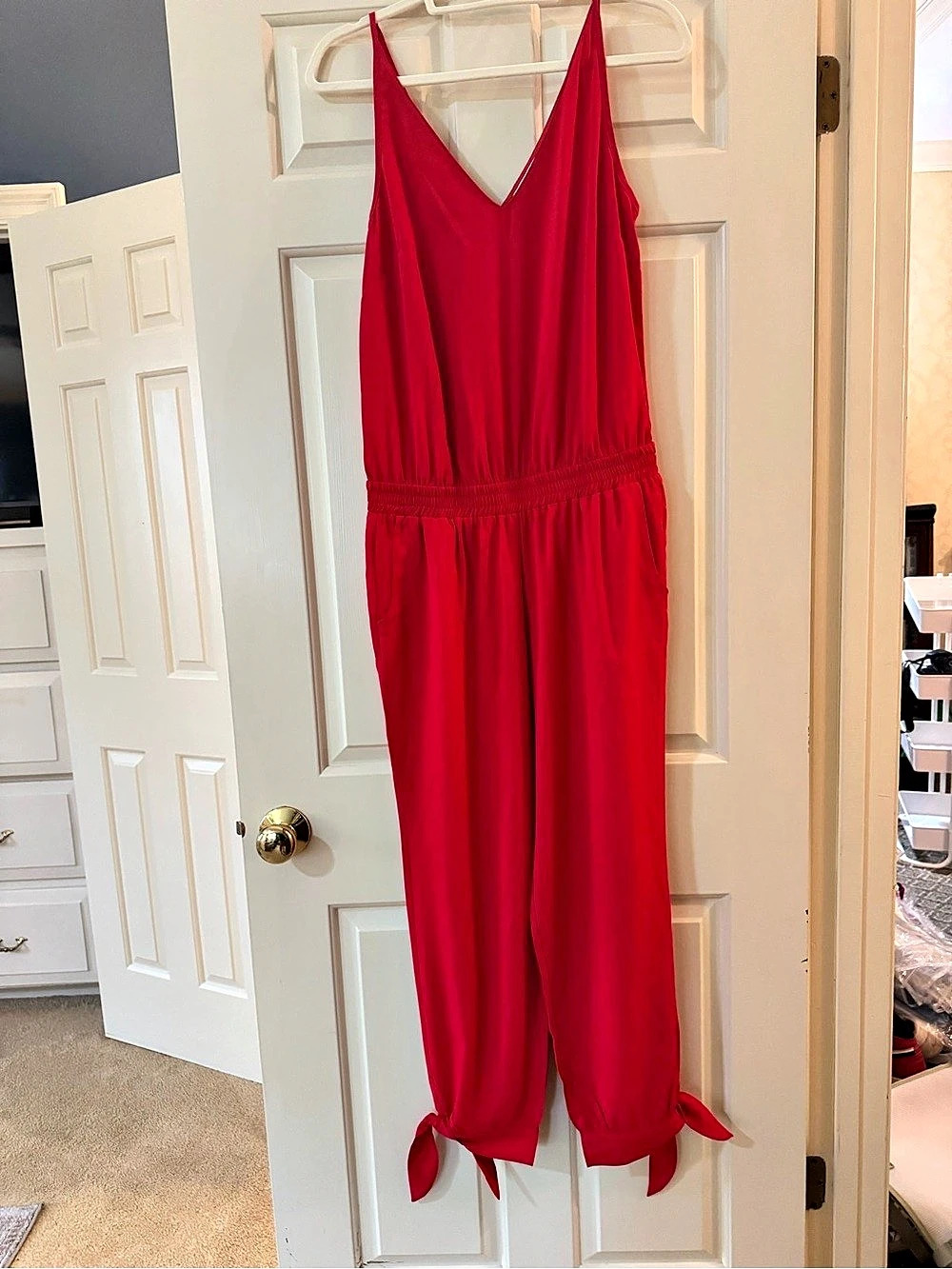 Amanda Uprichard Red Wide Leg Jumpsuit Size Medium